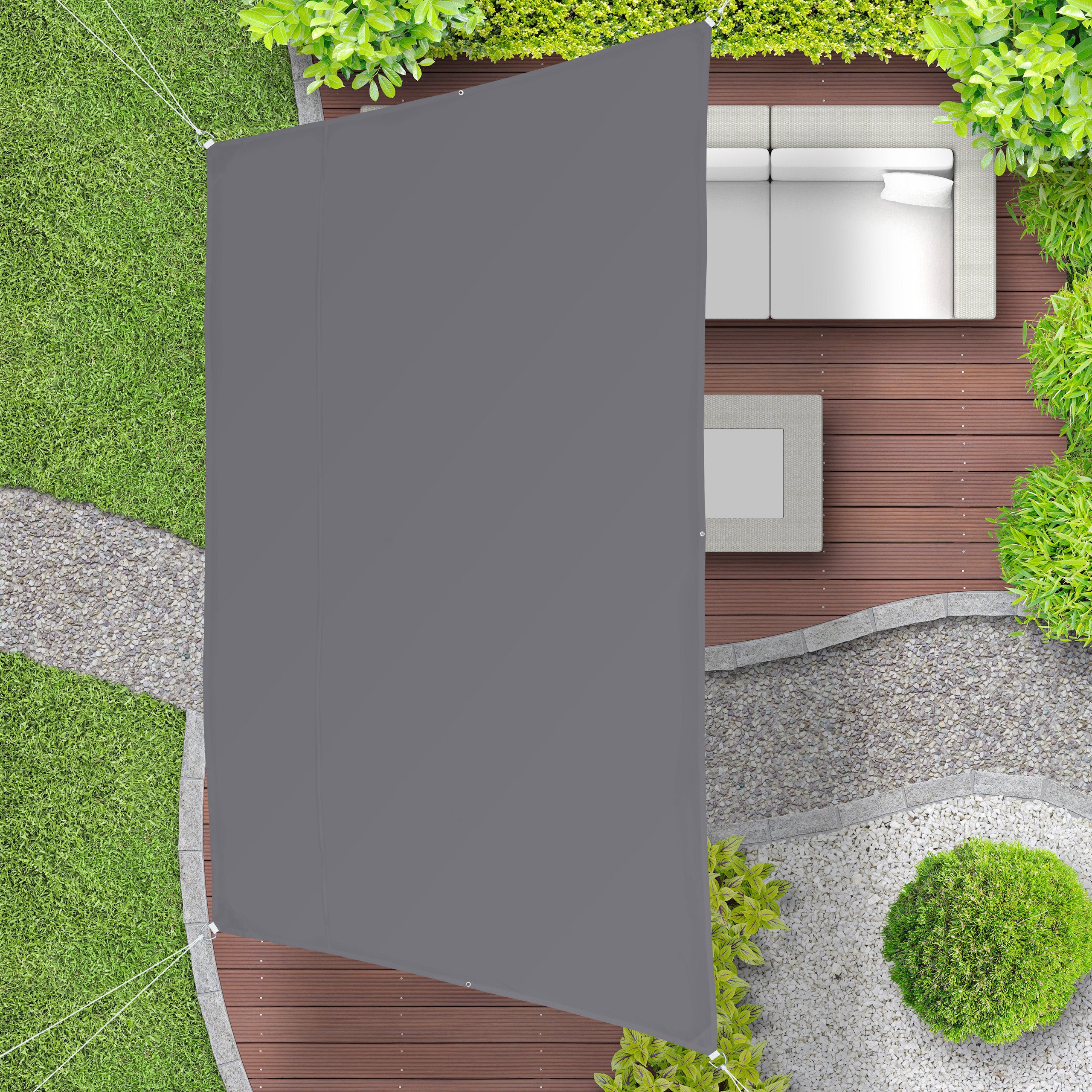 Relaxdays Voile d’ombrage trapèze diffuseur d’ombre protection, résistant à l'eau et UV, terrasse toile 3x4x2x2 m, gris - 3
