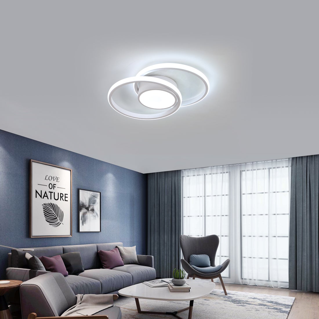GOECO Plafonnier LED pour Chambre 42W, Éclairage Moderne Rond 4000lm, Parfait pour Chambre, Salon, Cuisine - Dia 40cm (Blanc), Lumière Blanche - 6