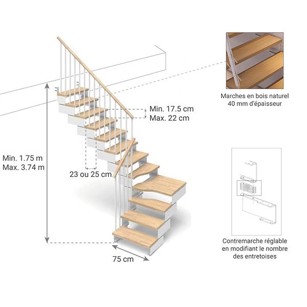 Mesure Escalier Règle De Mesure D'escalier Réglable Shanrya - 76,2 Mesure Escalier Règle De Mesure D'escalier Réglable Shanrya - 76,2