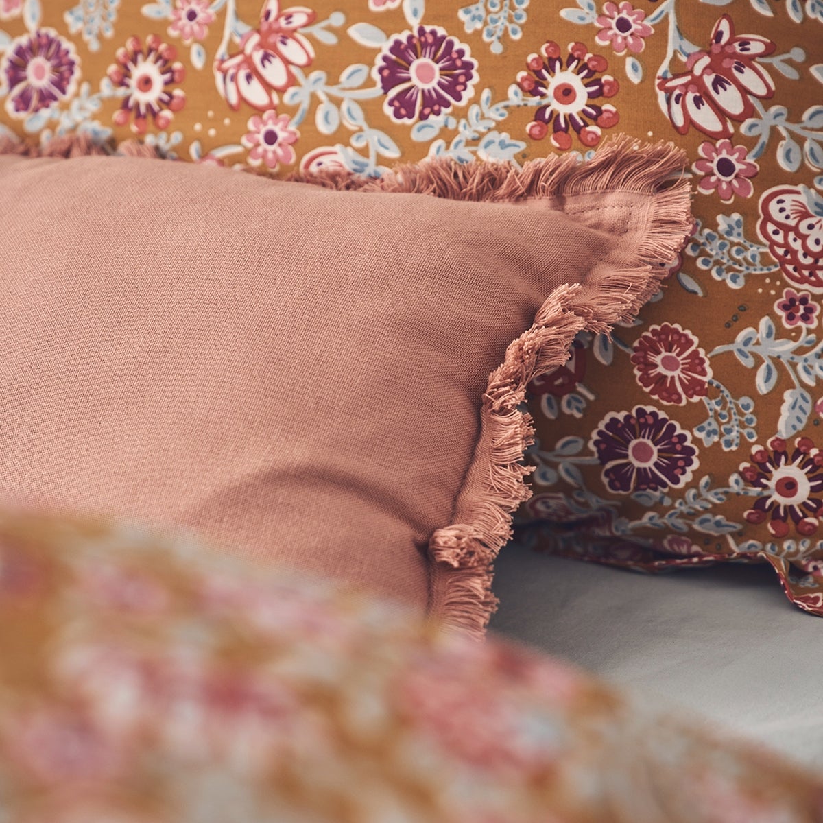 Coussin en gaze de coton rouge argile 30x50cm Colombe - 2