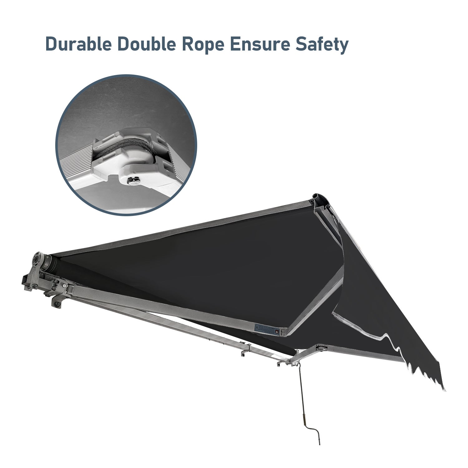 Tenda da sole manuale 350 x 300 cm grigia per esterni, pensilina per balcone, protezione solare articolata, terrazza, giardino - 6