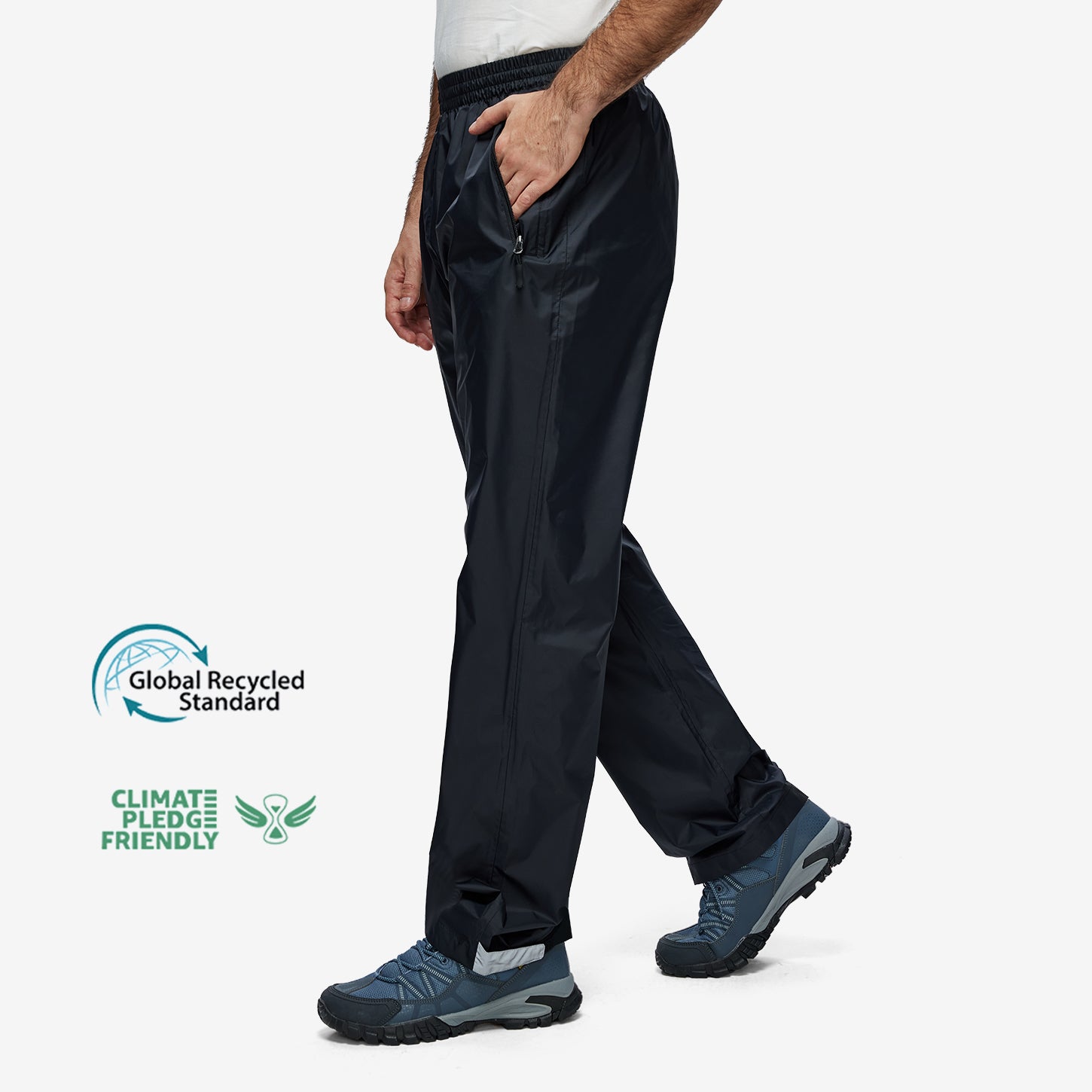 Pantalon de Travail/Pluie Taille 40 Imperméable et Pliable Homme - Léger, Respirant et Coupe-vent, avec Sac de Rangement - Noir L - 3