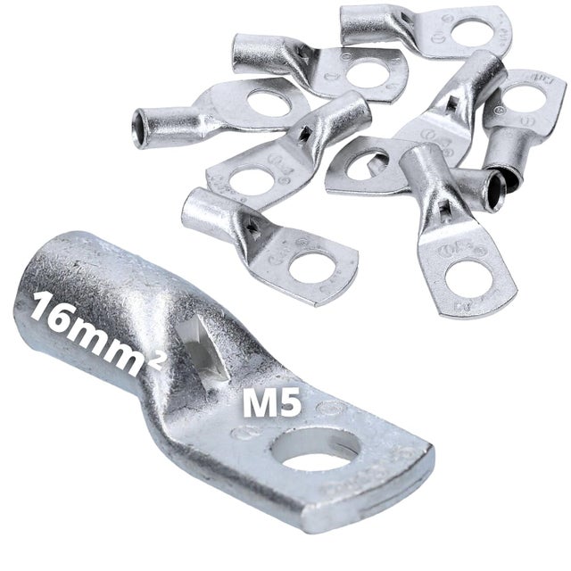 Cembre A3-M5 Cosse tubulaire 16 mm2 M5 I Cosse de câble en cuivre non isolée I Cosse à anneau pour voiture, bateau, installation électrique I Borne de