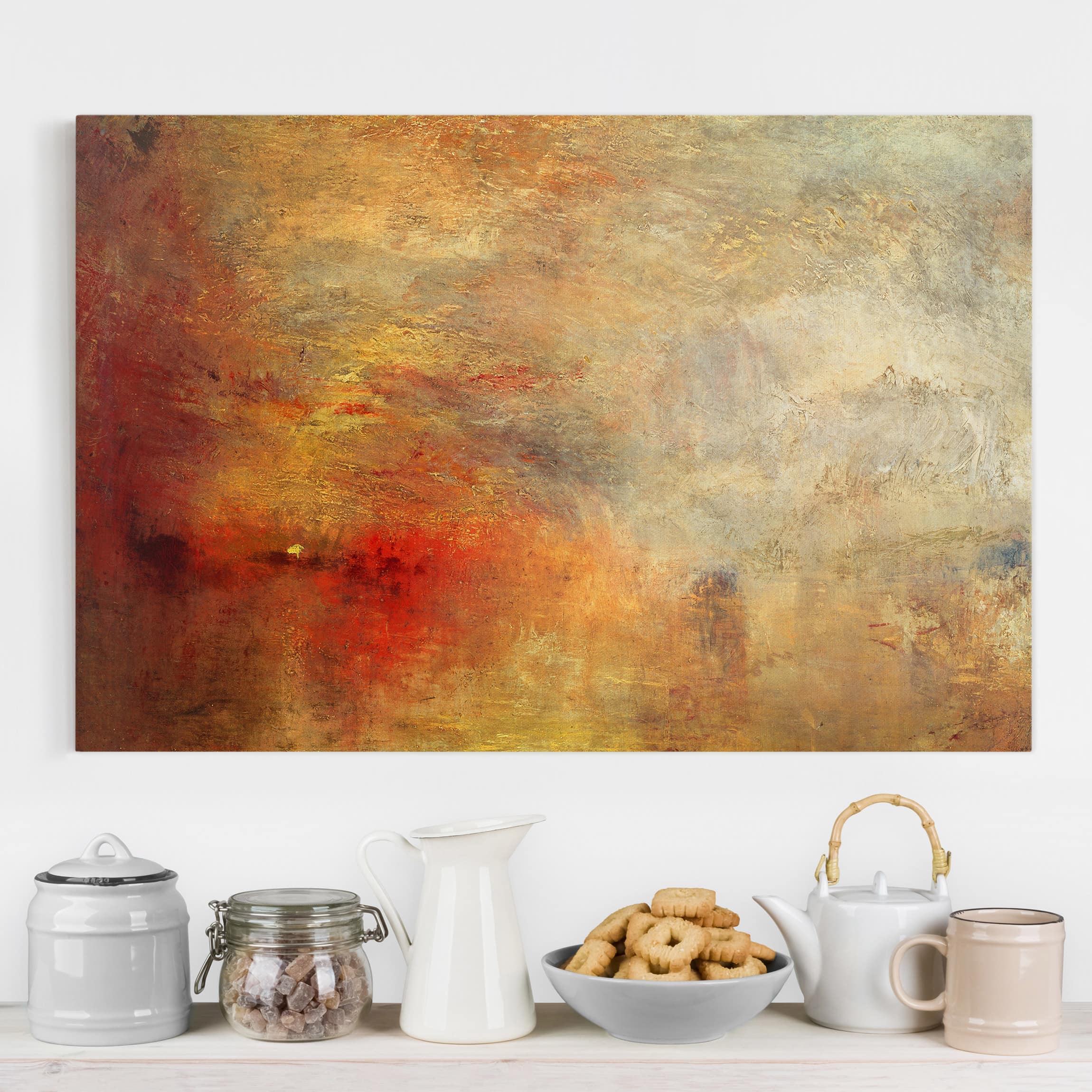 Lienzo cuadro en lienzo bastidor impresion en lienzo naranja william turner abstracto pintura 347 cocina dormitorio salón pasillo 90 x 60 cm