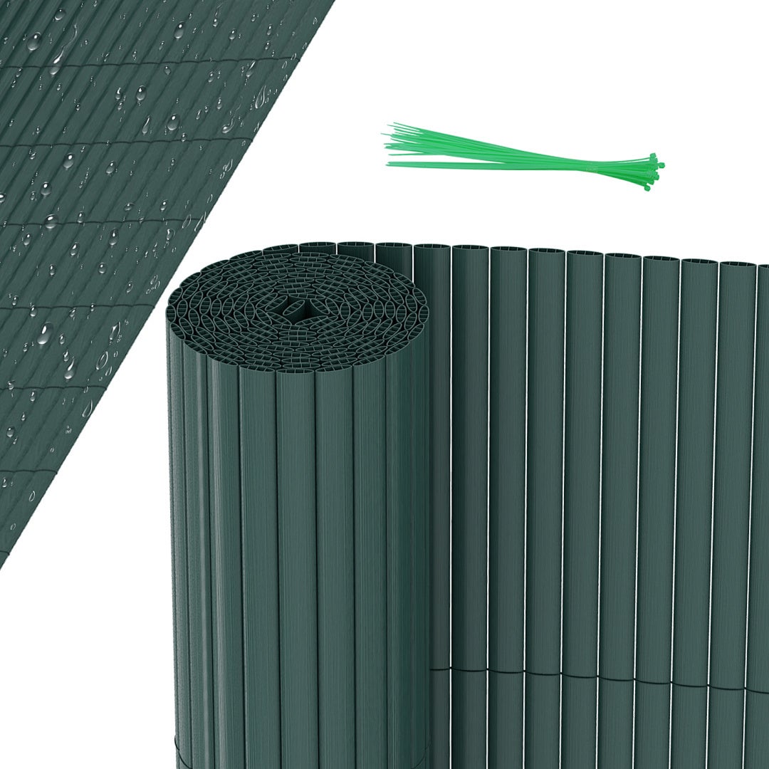Solidna mata PVC – Zewnętrzna osłona prywatności do ogrodu, tarasu i ogrodzenia Zielony 90 x 500cm