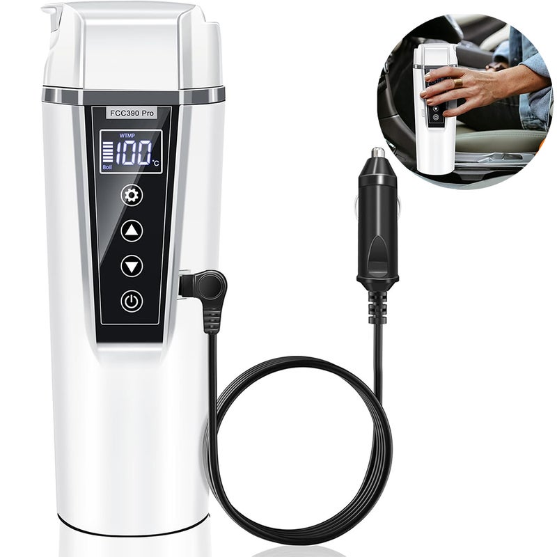 Czajnik samochodowy 12 V 24 V z wtyczką samochodową, przenośny elektryczny czajnik podróżny do samochodu, 500 ml, stal nierdzewna 304