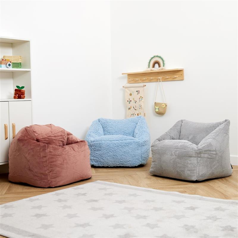Pouf fauteuil enfant Icon velours côtelé vert sauge, chambre, salon, 55x55xcm Oeko-Tex® - 10