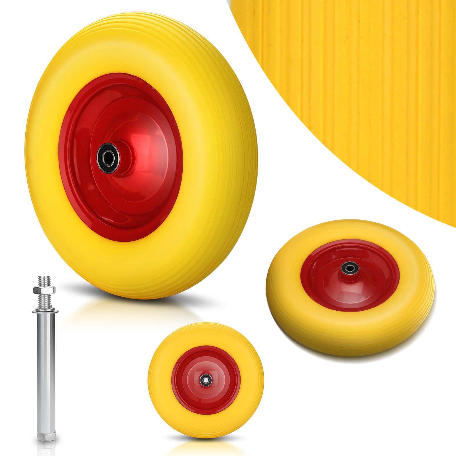 Wiltec Ruota fissa anti-foratura gialla 258x78mm max 150 kg con cerchio