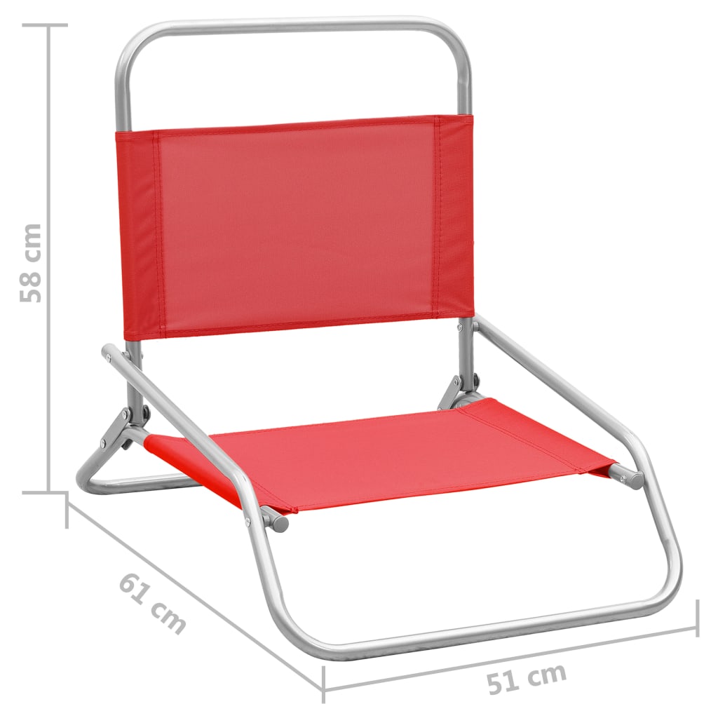 Chaises de plage pliables 2 pcs Rouge Tissu - 8