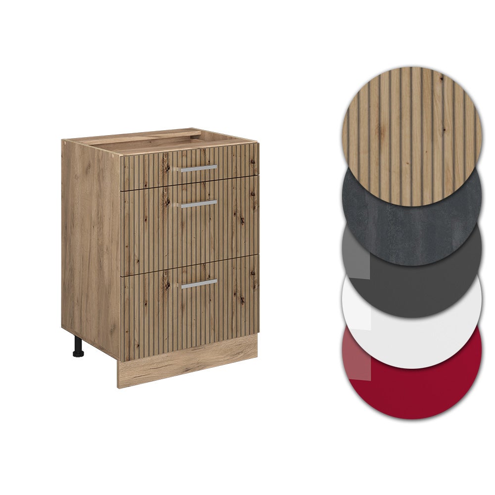Vicco Meuble cuisine R-Line, Chêne Artisan, 60cm avec tiroirs, sans PT - 6