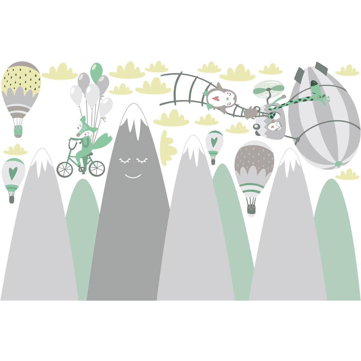 Adesivo di montagna scandinavo acrobati animali - Sticker adesivo - adesivi murali - 120x180cm - 4