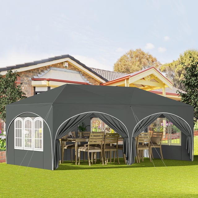 Tonnelle de Jardin WOLTU, Pergola Pliante, Barnum, 3x6m avec 6 Parois Latérales, Hauteur Réglable, Imperméable, Protection de UV, Gris