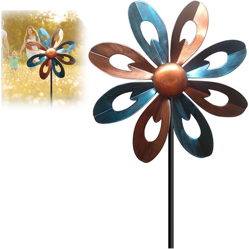 Wiatrak dekoracyjny 360° - płynny obrót do ogrodu, na balkon lub trawnik, ozdoba odporna na wiatr, rozmiar 22x68 cm