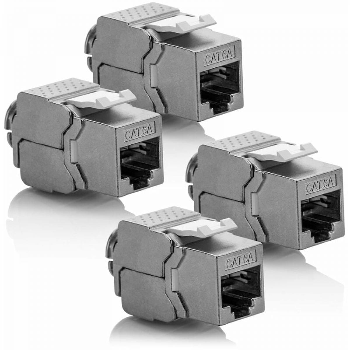 Conf 4xmodule 4x Module CAT 6a Jack - Blindé STP Connecteur RJ45 Installation Snap-In ...