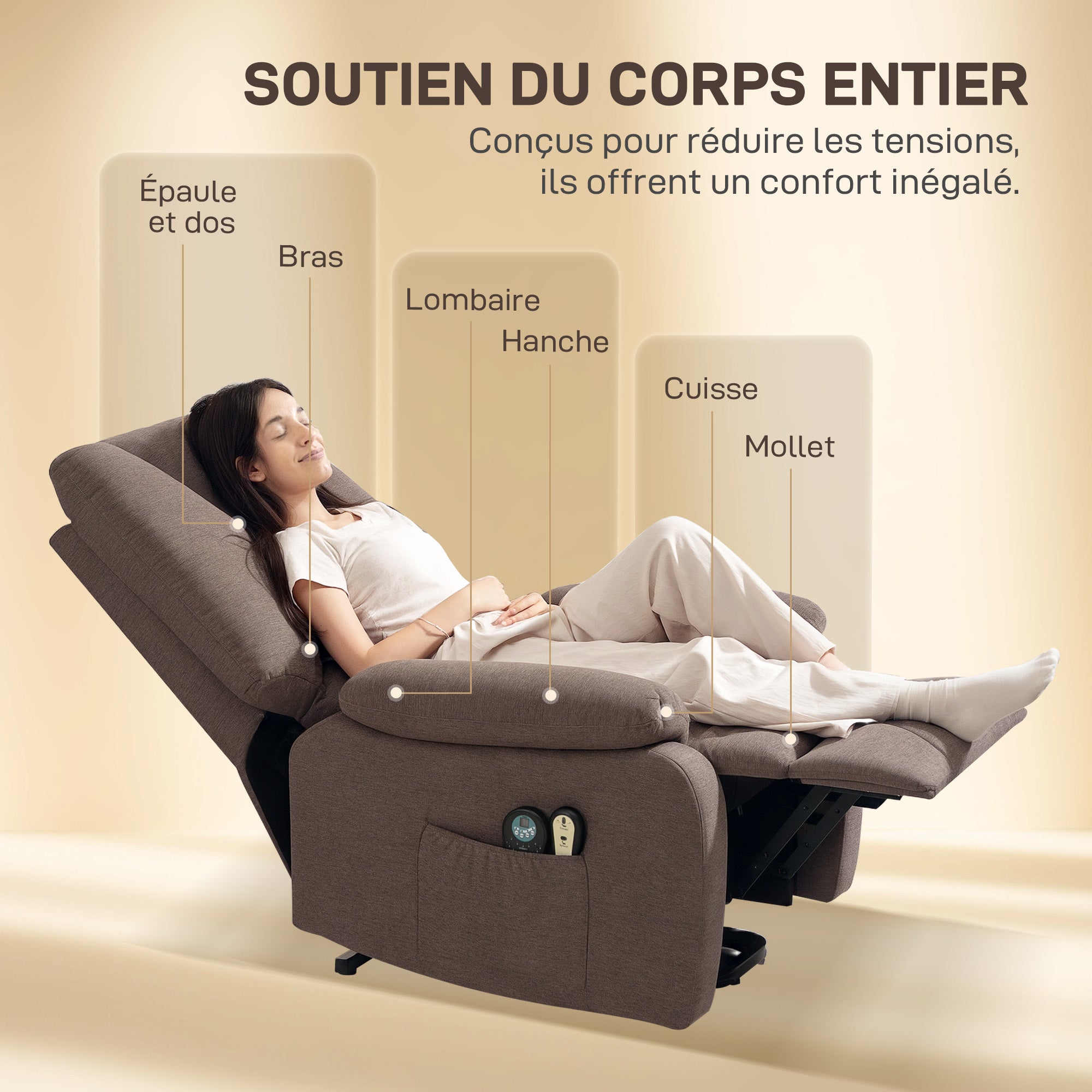 Fauteuil releveur électrique Lin (100% polyester) HOMCOM - 8