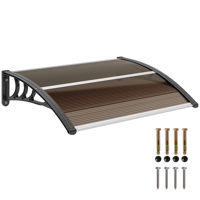Marquise Proteção 75x100cm Porta Janela Anti-UV Alumínio Marrom Preto
