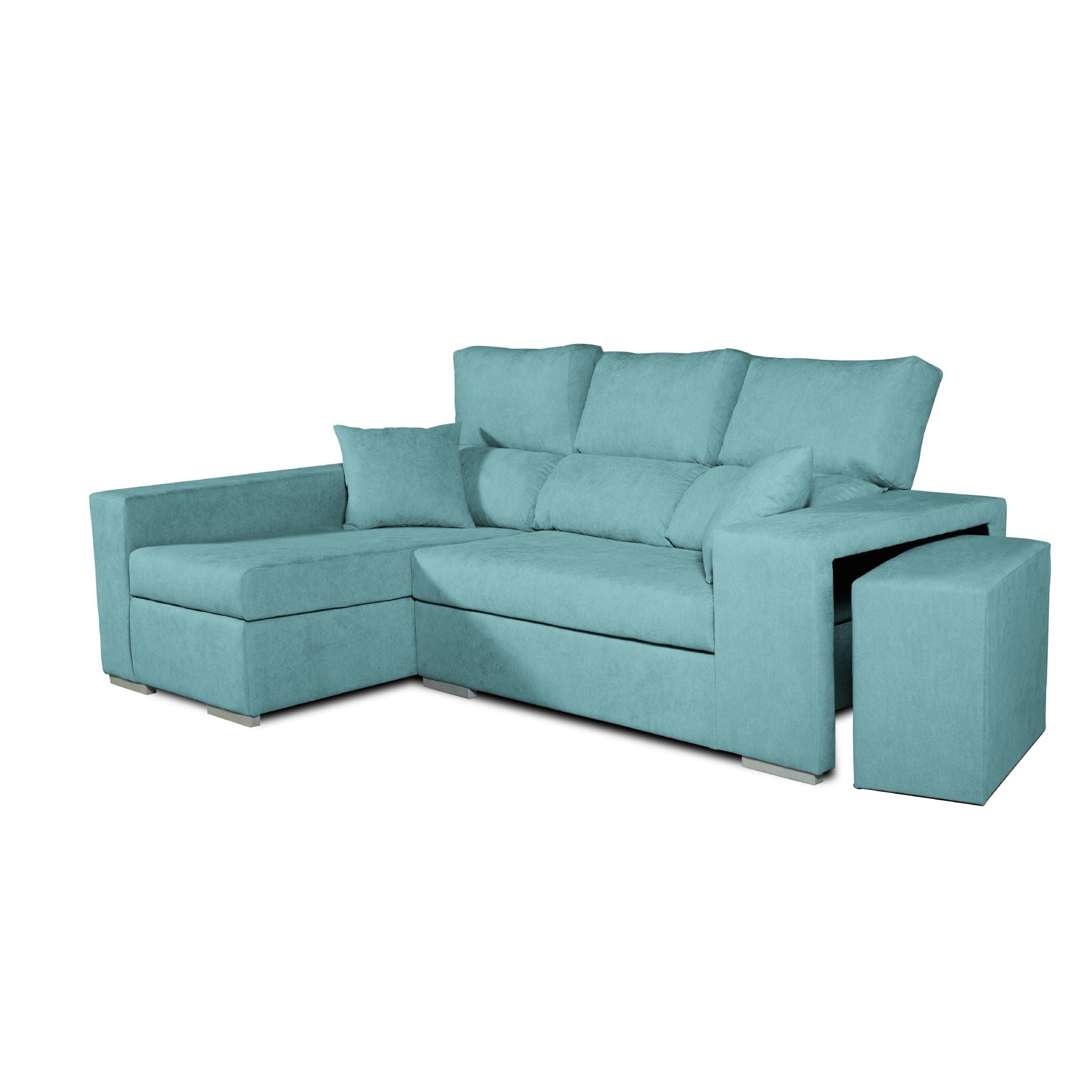 Sofa esquinero chaiselongue frigg izquierda 230x145 cm tejido con sistema acualine turquesa tanuk