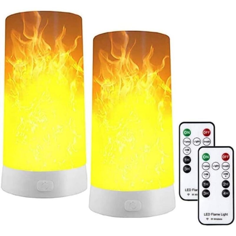 Zestaw 2 lamp LED z efektem płomienia, ładowanych przez USB, z pilotem i timerem, realistycznym tańczącym migoczącym knotem LED z magnesem
