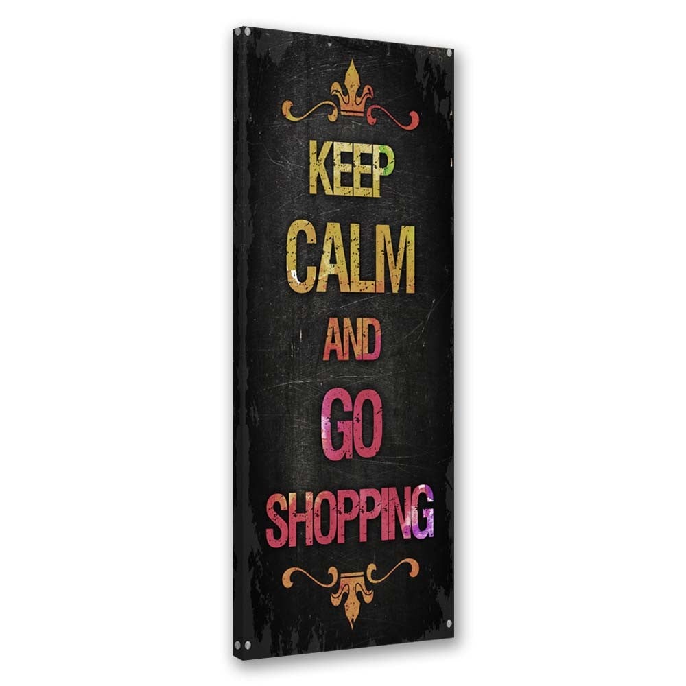 Obraz, Napis Keep calm and go shopping 30x90