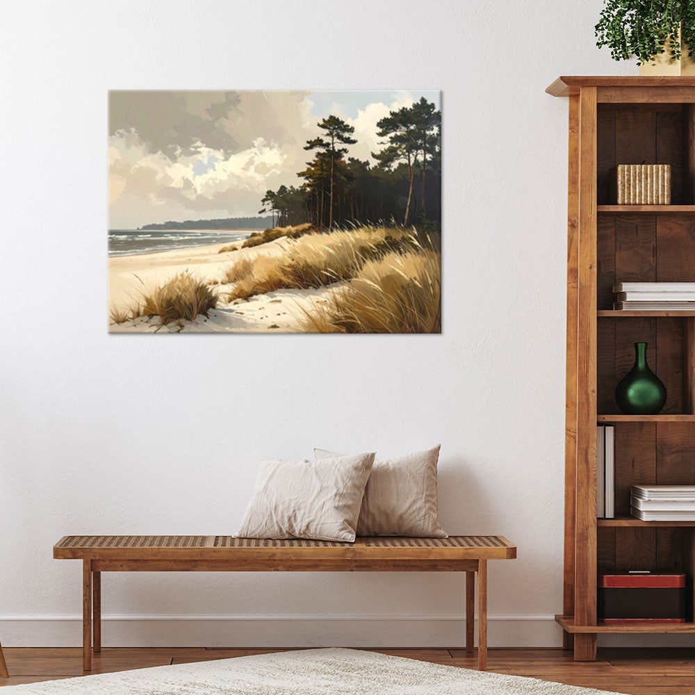 Obraz do salonu sypialni biura loftu, Widok Plaża Wydmyi Morze imitacja farby 90x60 - 2