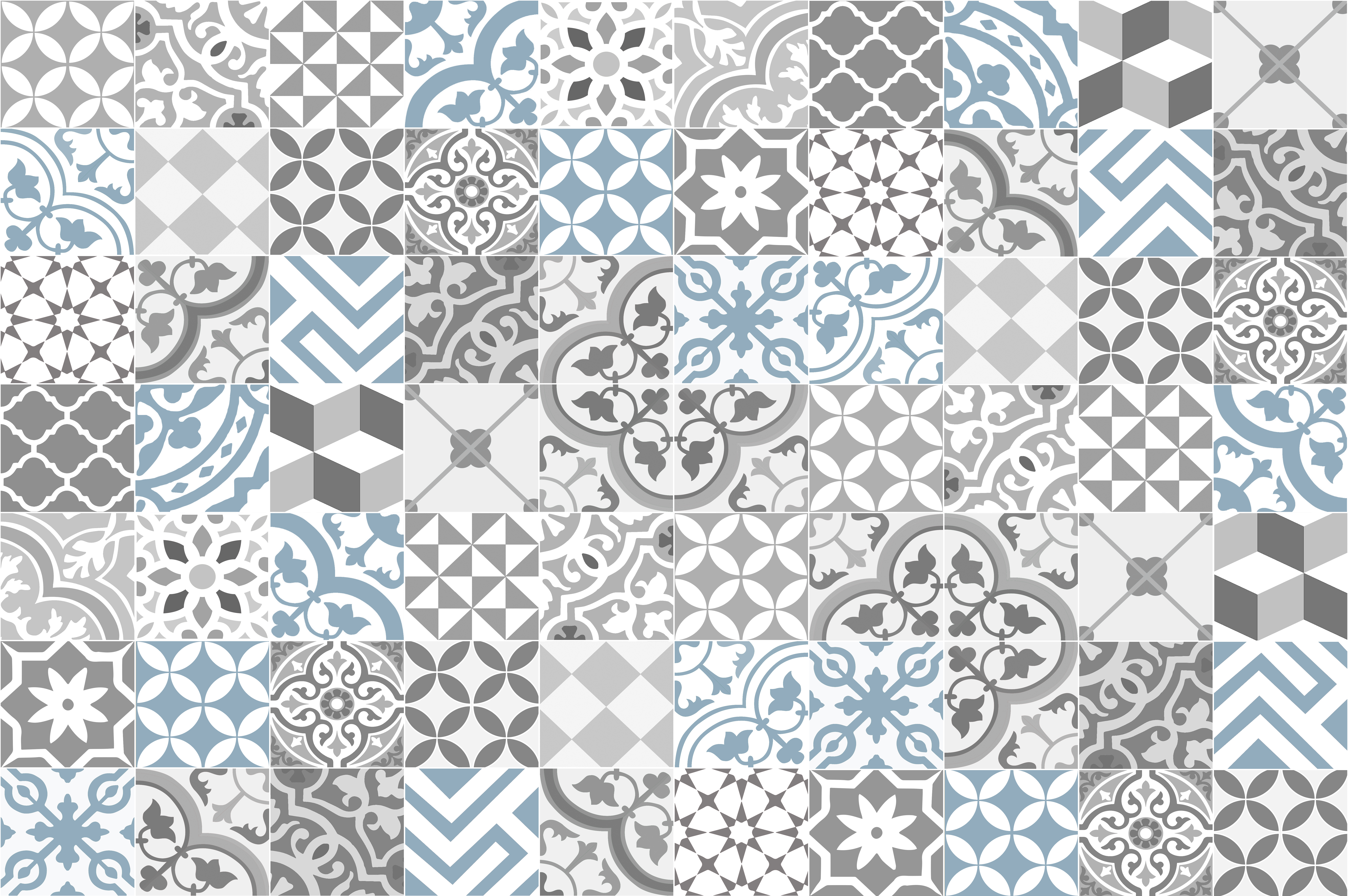Alfombra de vinilo collage con petróleo 133x200 cm - pvc antideslizante, vinilica para cocina o salón, lavable, estilo hidraúlico