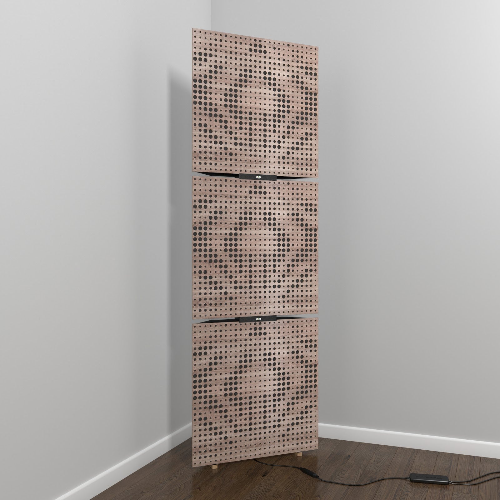 Lot de 3 Pièges à basses UNIVERSE avec support de sol et rétroéclairage LED 150x50x15 cm -MDF perforé laminé et mousse acoustique -Sonoma - 2