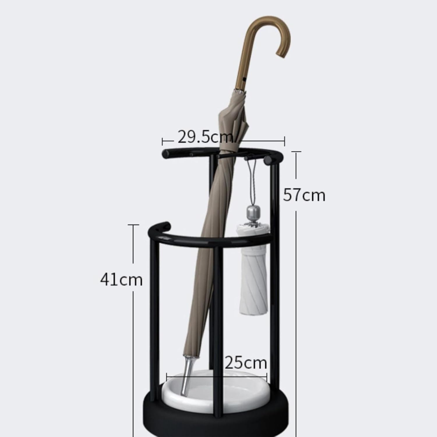 Porte-parapluie grande capacité avec bac de récupération | Compact et idéal pour les entrées, les maisons, l'extérieur et les bureaux (blanc) - 5