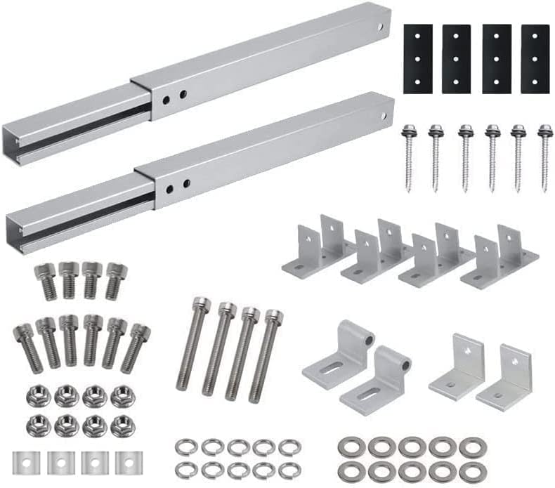 Rail Panneau Solaire GETLITOOL Supports De Montage De Panneaux Solaires En Aluminium - Kit De 10 Rails 120x25mm 4 Pinces 6 Supports Centraux - Compatible 30/35mm - Étanche&Robuste - Pour Camping-car Maison