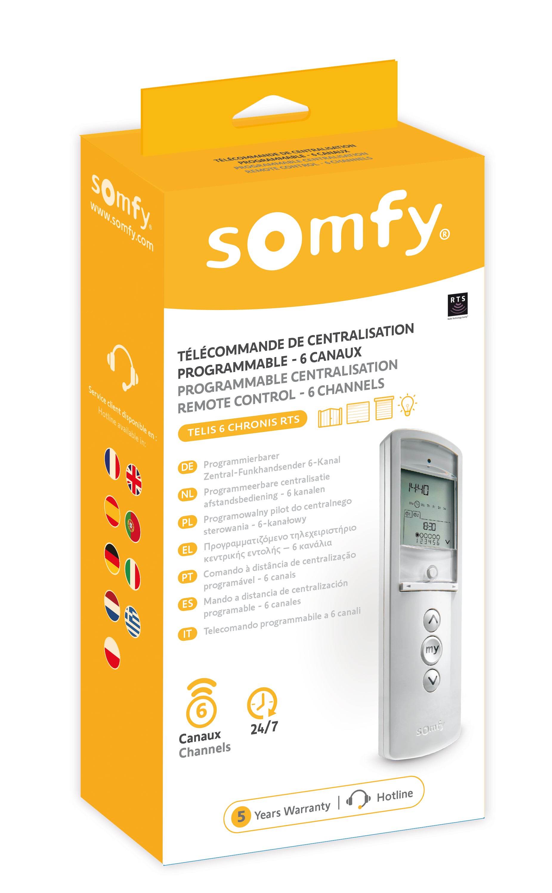 Somfy - Télécommande Telis 6 Chronis RTS Pure - Avec Programmation horaire - 2