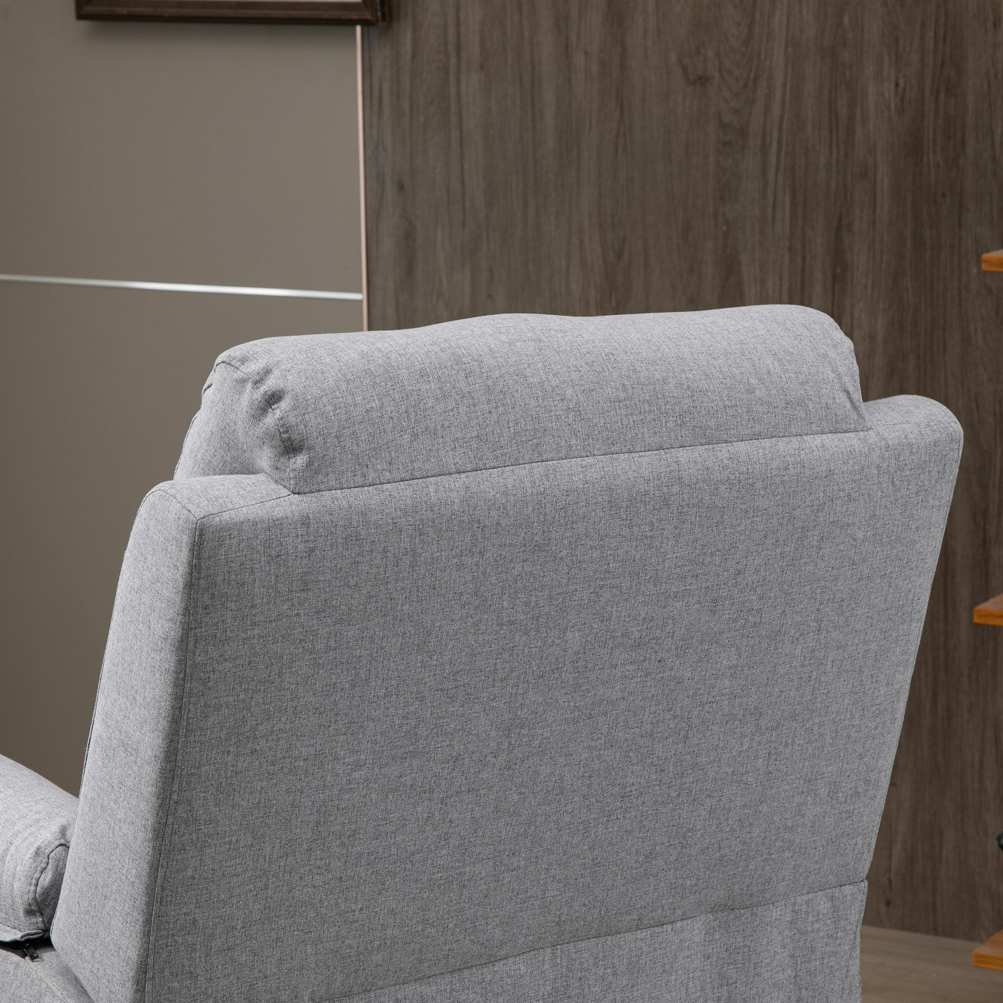 HOMCOM Poltrona Relax Alzapersona Elettrica Reclinabile con Telecomando e Poggiapiedi in Tessuto, Grigio Chiaro - 9