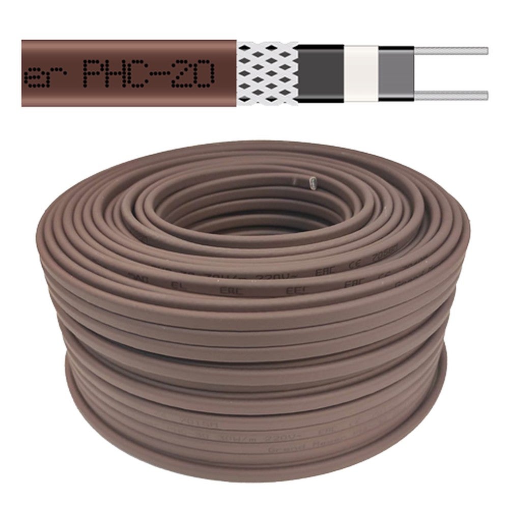 Samoregulujący kabel grzewczy PHC‑20, 20W/m, 230V, 100m – dach i rury (użytek zewnętrzny)