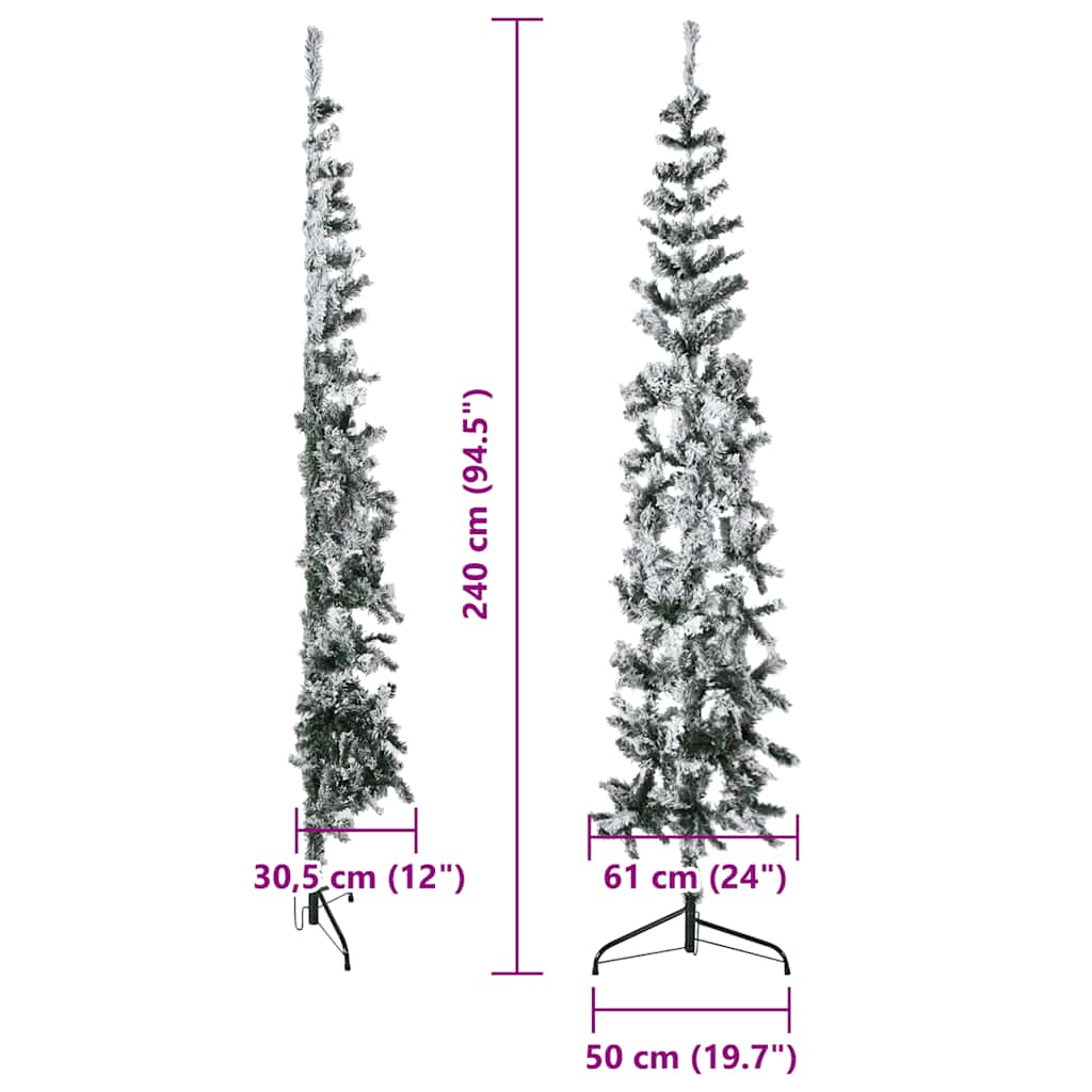 Árvore de Natal artificial meio fina com neve 240 cm - COMFORTXL - 9