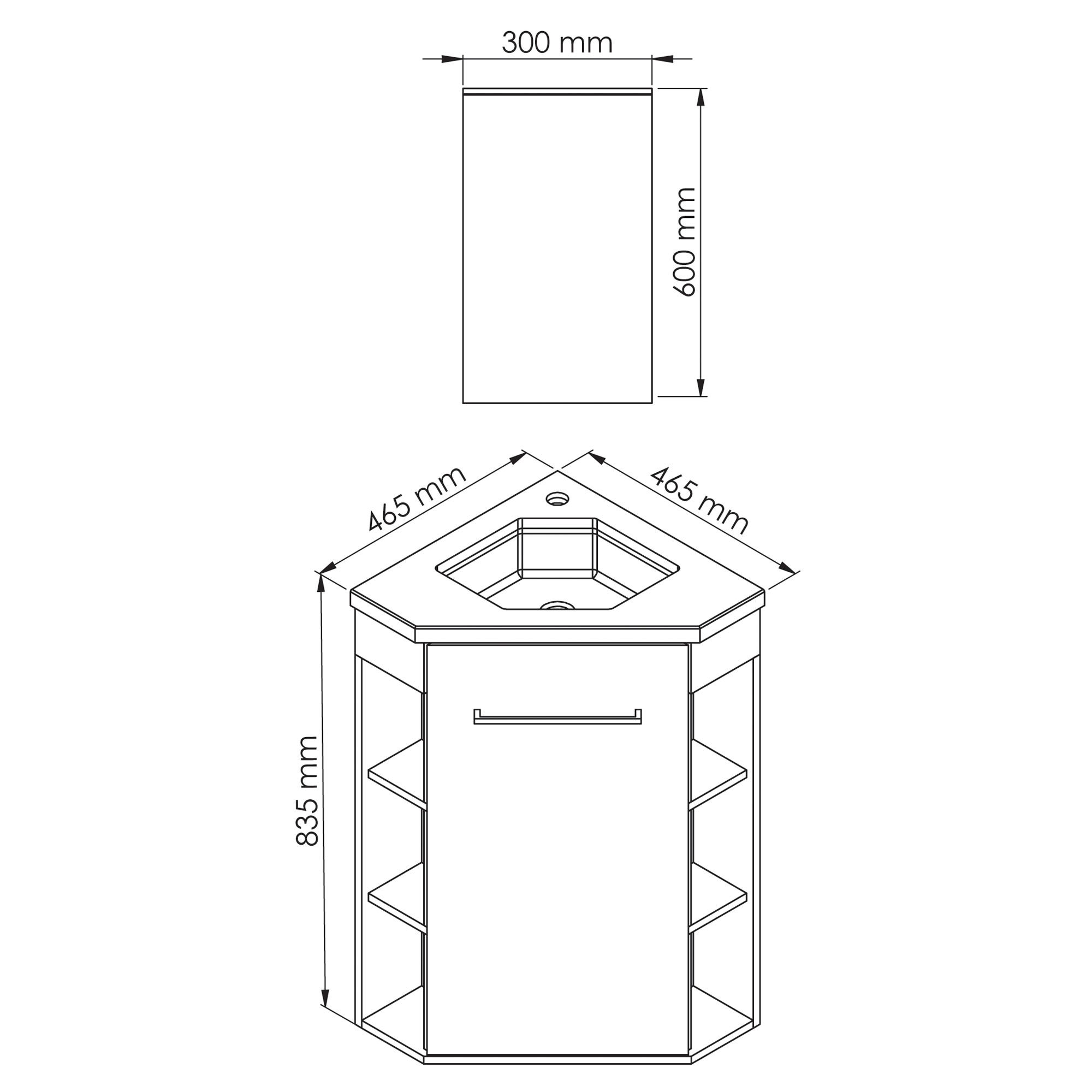 ONDEE ZEN - Meuble lave-mains à poser NOVA - version angle - Blanc - mélaminé - miroir - 3