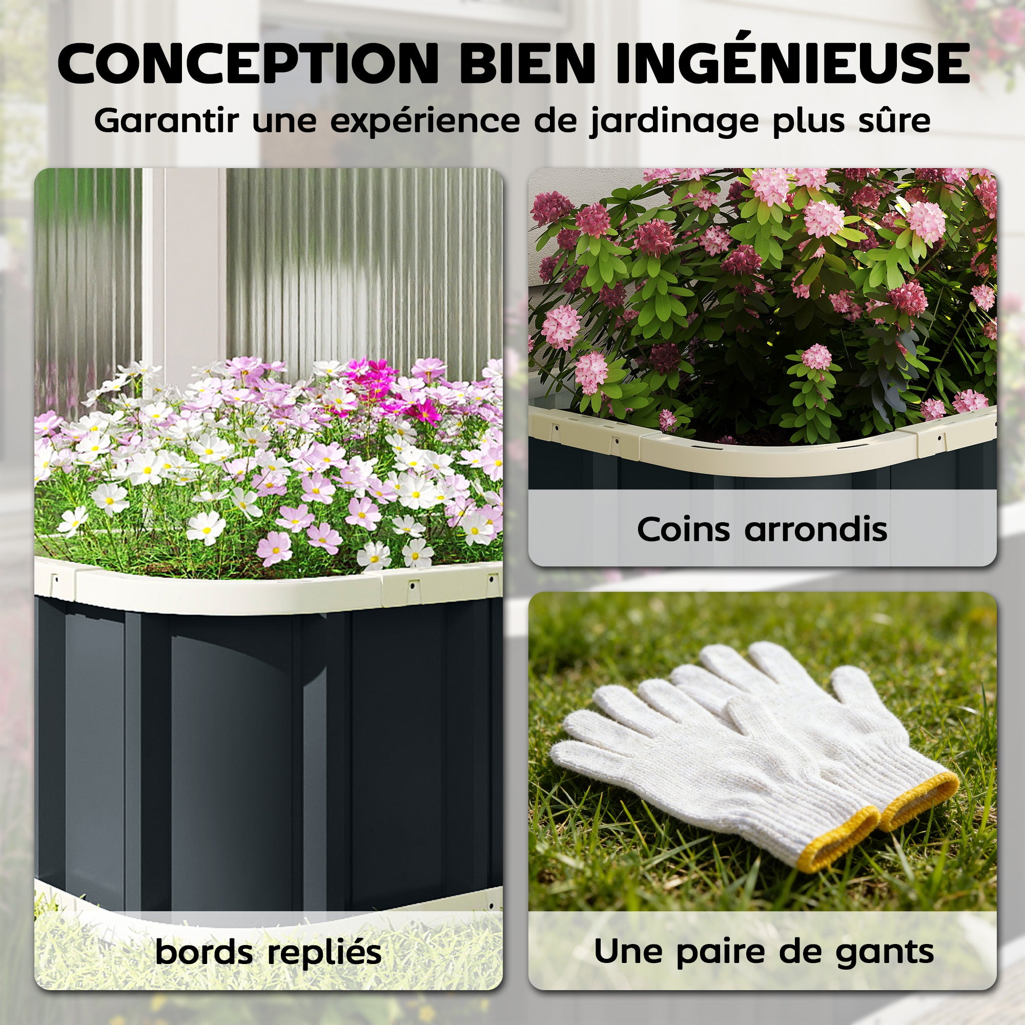 Jardinière surélevée acier galvanisé Outsunny - 4