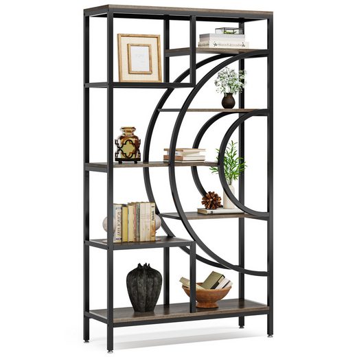 Bibliothèque Avec Portes IRONCK 180 Cm - 6 étagères, MDF Noir Ou Blanc - Dimensions 180x60x23,5 Cm - Pour Salon, Bureau, Chambre