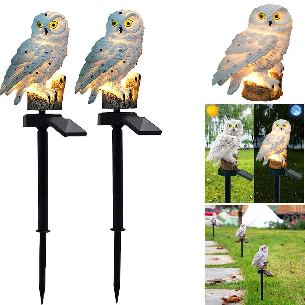 Zestaw solarnych lamp ogrodowych lampy krajobrazowe LED w kształcie sowy odpowiednie do alejek ogrodowych i trawników ciepłe światło białe