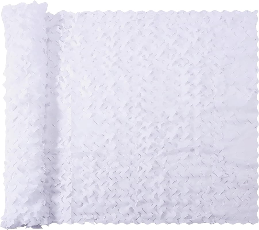 Siatka maskująca, przeciwsłoneczna, 3 x 5 metrów, odpowiednia do kamuflażu, polowania, dekoracji ogrodu, jako osłona przeciwsłoneczna (biała)