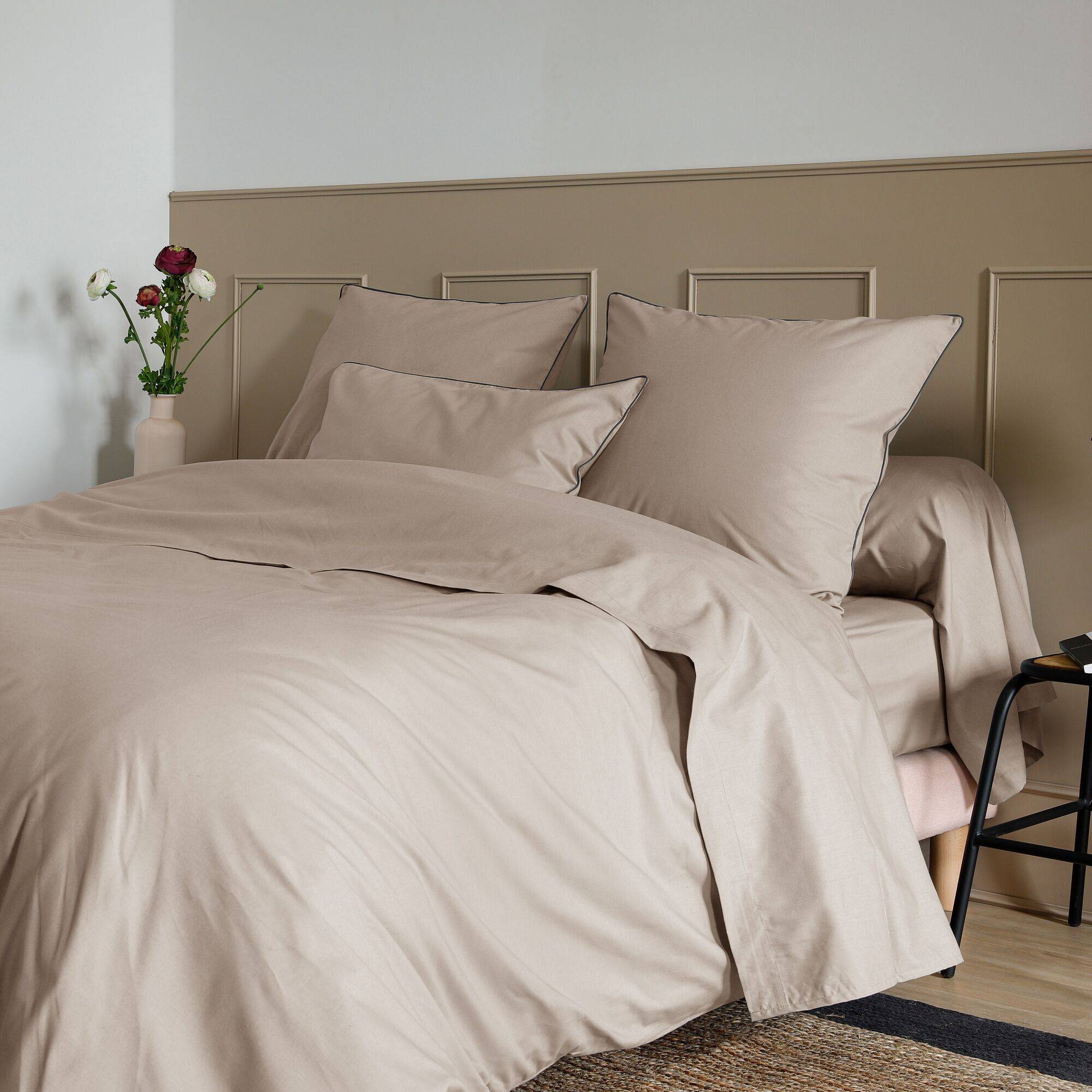 Housse de couette 100% coton luxe 57 fils 260 x 240 cm Agathe
