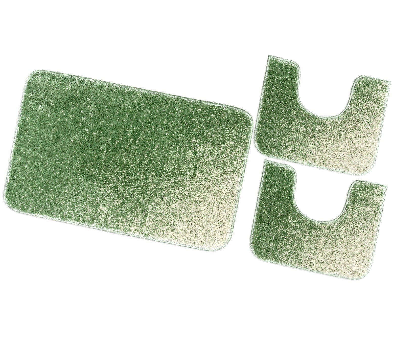 Zestaw 3-Częściowy Dywanik łazienkowy Dywanik przy łóżku Prysznic Wanna Antypoślizgowy Chłonny Miękki włochaty Zielony