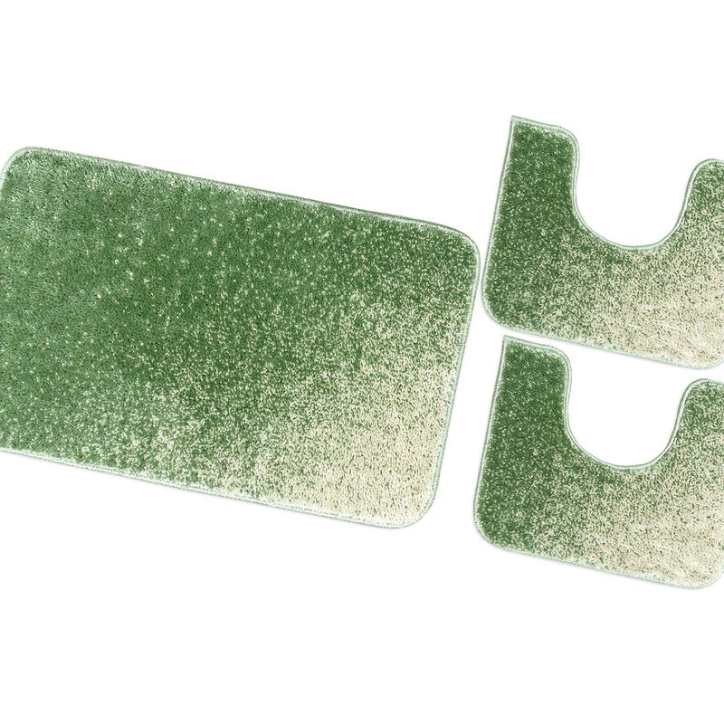 Zestaw 3-Częściowy Dywanik łazienkowy Dywanik przy łóżku Prysznic Wanna Antypoślizgowy Chłonny Miękki włochaty Zielony
