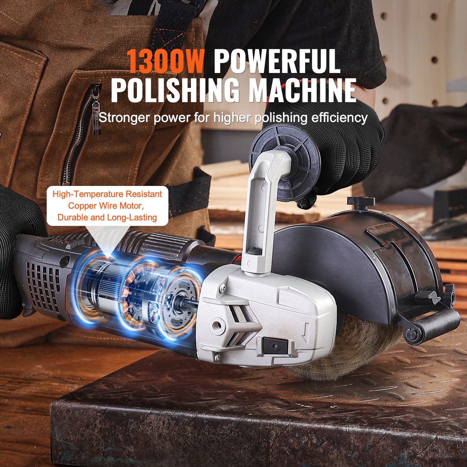 Machine de polissage et de brunissage SucceBuy,outil à 6 vitesses de 1300 W,polisseuse électrique pour métaux - 4