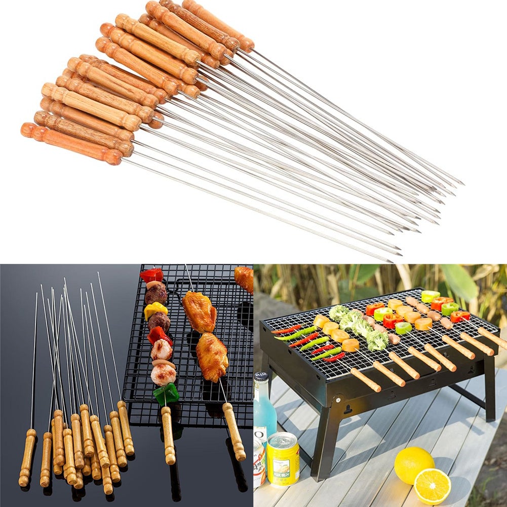 Szpikulec do grilla wielokrotnego użytku ze stali nierdzewnej Szpikulec do grilla Kebab żelazny kij do biwakowania na piknik