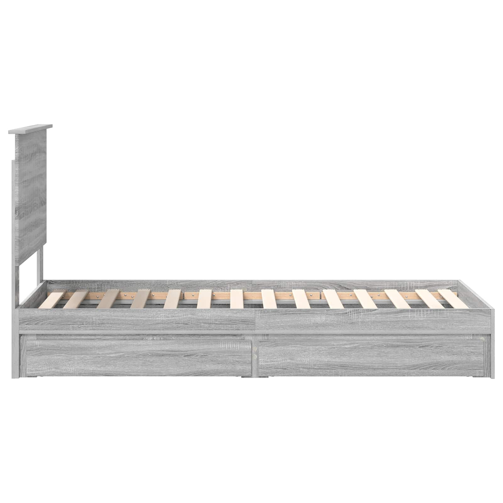 Lit de rangement gris 75 x 190 cm en panneau de bois - 9