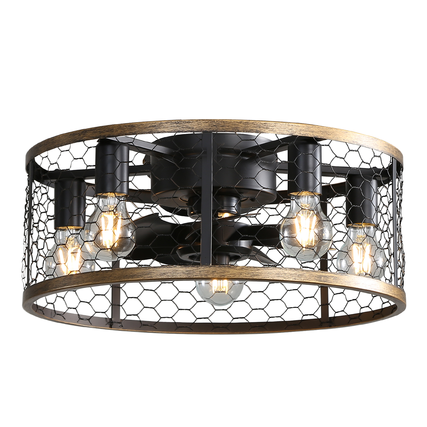 Ventilador de techo industrial de 50 cm (20 pulgadas) con rejilla, 7 aspas de abs, control remoto y motor cc reversible. ventilador compacto empotrabl