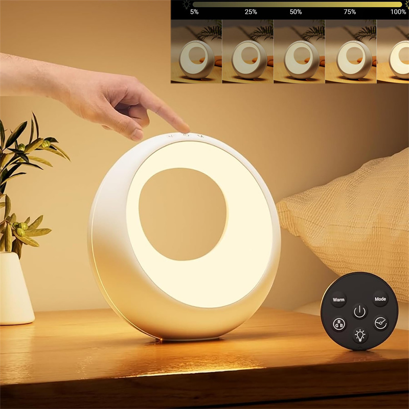 Ściemnialna lampka nocna z pilotem zdalnego sterowania, zmieniająca kolory lampka nocna LED RGB do pokoju dziecięcego