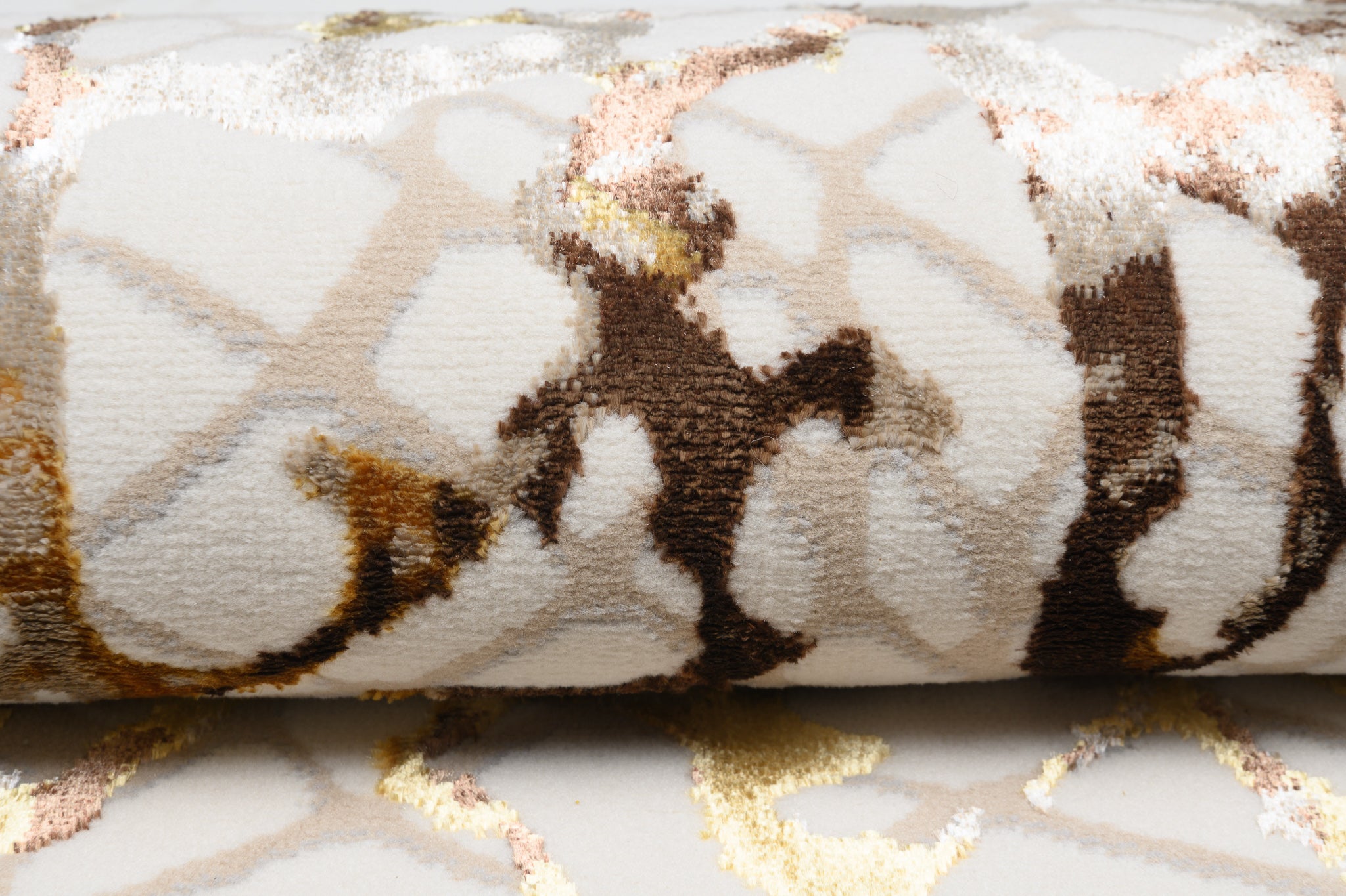 TAPISO Golden Tapis de Salon Moderne Beige Or Crème Marron Moucheté Motif Peau de Serpent Doux Poil Court 80 x 150 cm - 4