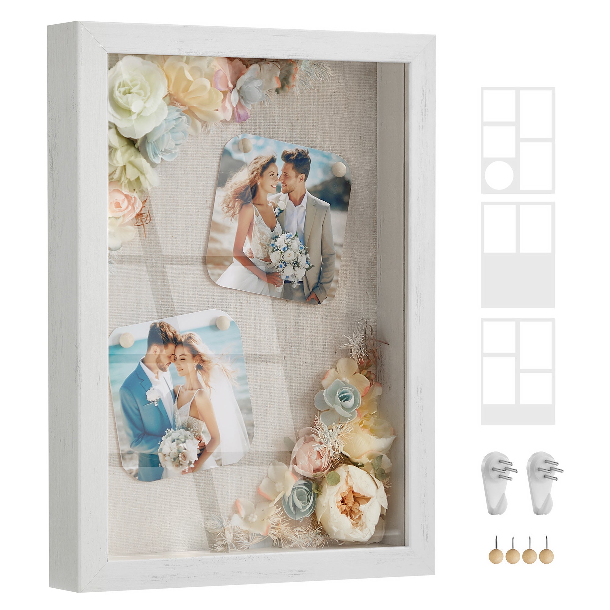 Navaris Cornice Profonda 3D 43x28cm - Portafoto Bambini con 3X Mollette