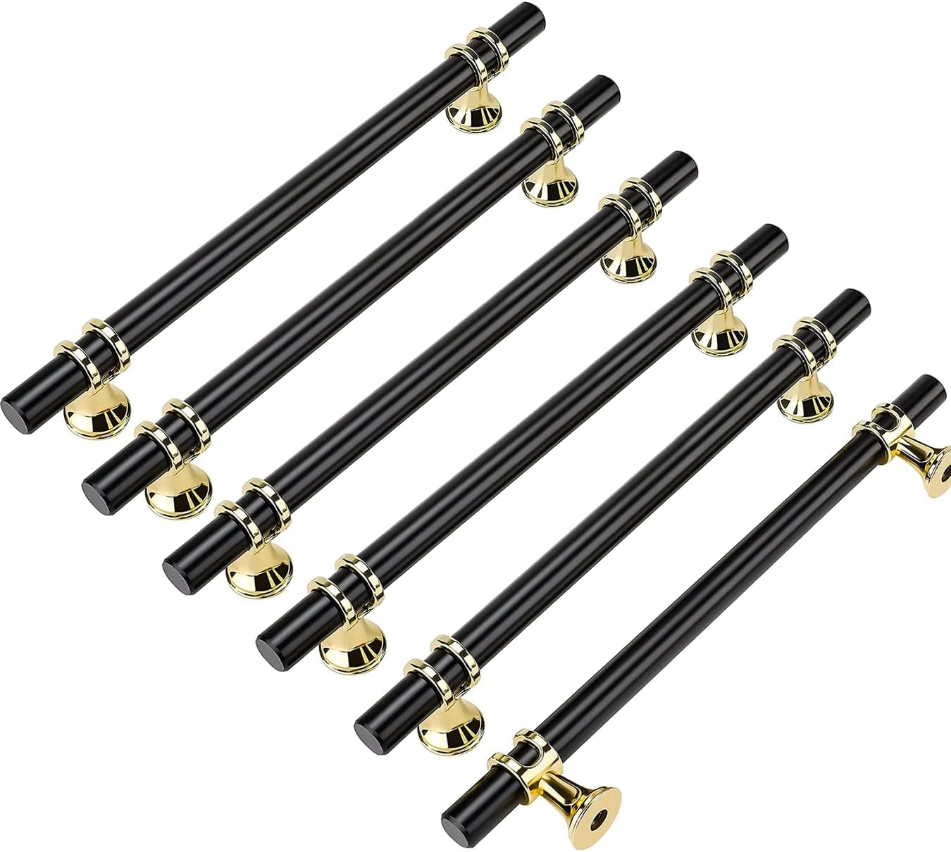 Czarny uchwyt do szafki kuchennej 160 mm - rozstaw między prętami 160 mm - 6 sztuk