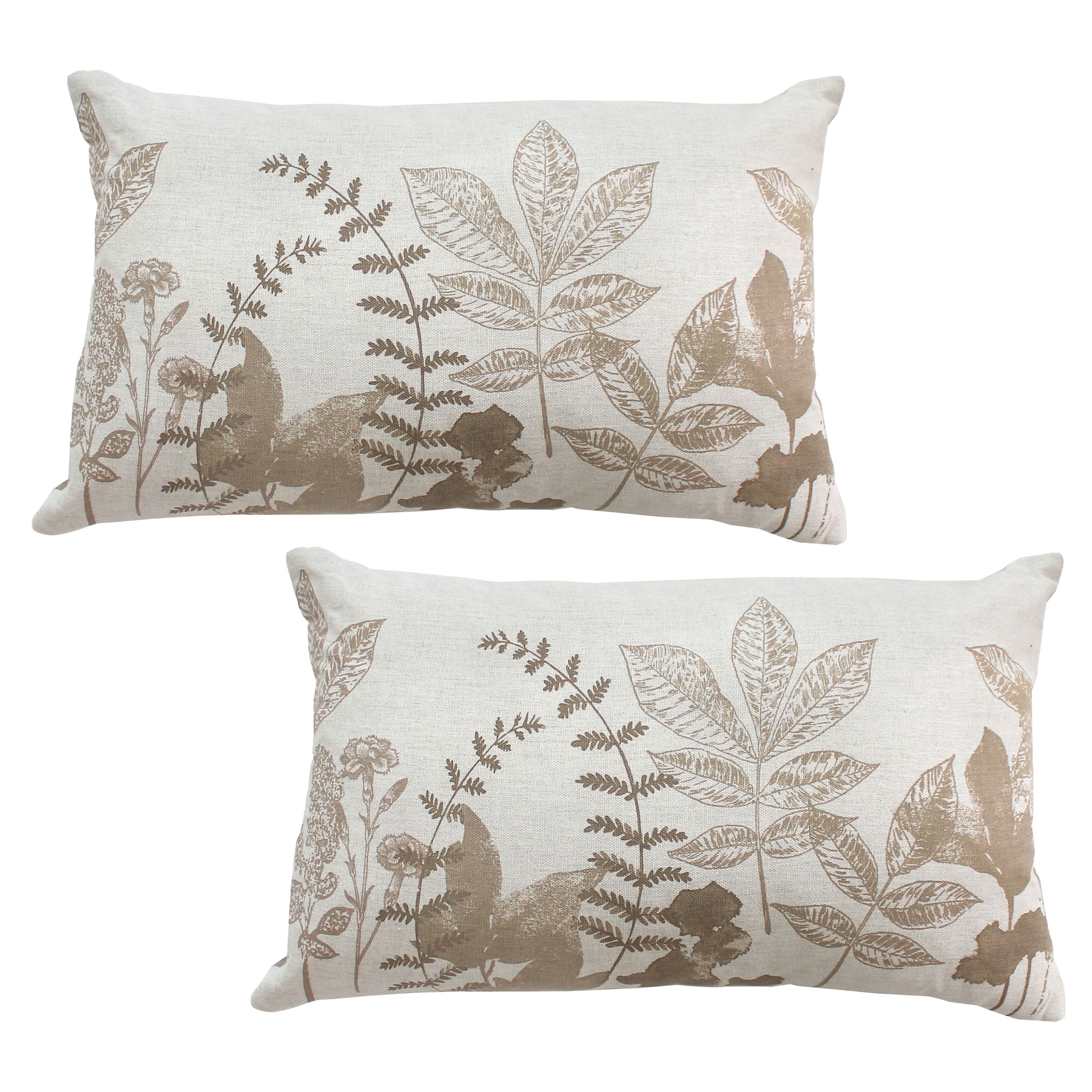 Lot de 2 Coussins déhoussables, rectangulaire 30x50cm, Motifs végétaux, Collection Natura, CMADECO - 2