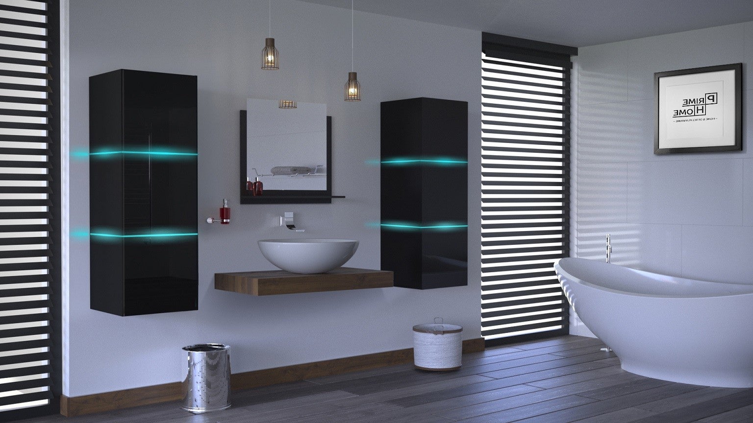 Ensemble meuble de salle de bain ALIUS 12 noir | Leroy Merlin